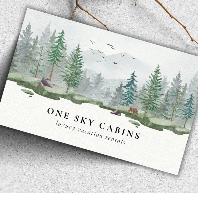 Rustic Woodland Forest Vacation Airbnb Rental Business Card (Creator Uploaded)