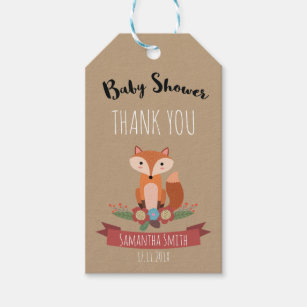 Rustic Woodland Fox Baby Shower Gift Tag