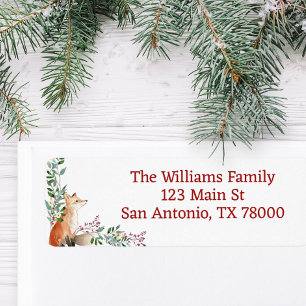 Rustic Woodland Fox Holiday Return Address Label