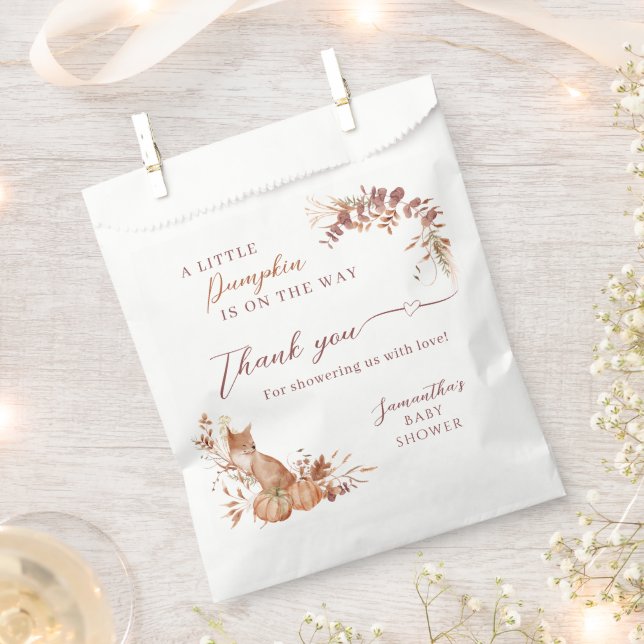 Rustic Woodland Fox Pumpkin Thank You Favour Bag (Clipped)