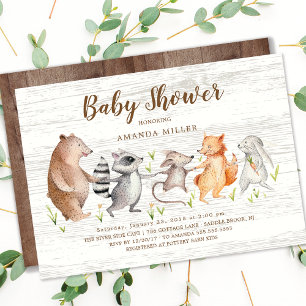 Rustic Woodland Friends Baby Shower Invitation