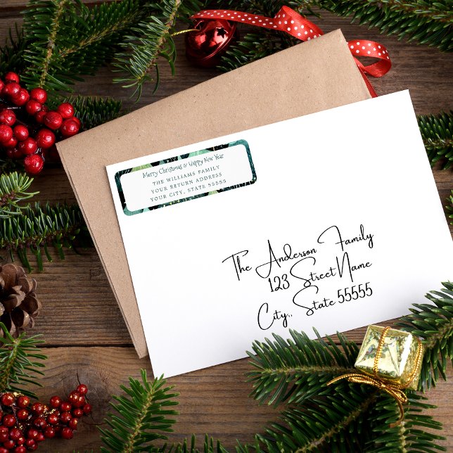 Rustic Woodland Green Holiday Return Address Label (Return Address Label)