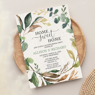 Rustic woodland greenery housewarming party invitation