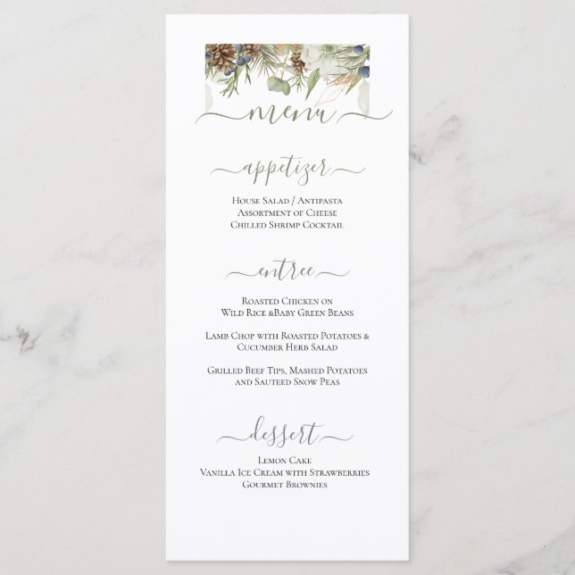 RUSTIC WOODLAND GREENERY MENU (Front)