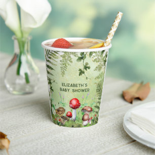 Rustic Woodland Greenery Mushrooms Fungi Ferns Paper Cups