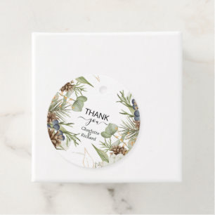 Rustic Woodland Greenery & Pinecones Favour Tags