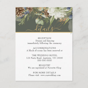 Rustic Woodland Greenery & Pinecones on Green Enclosure Card