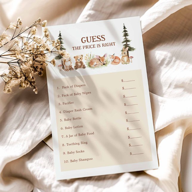 Rustic Woodland Guess the Price Baby Shower (Woodland Guess The Price Baby Shower Game)