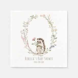 Rustic Woodland Hedgehog Watercolor Baby Shower Napkin