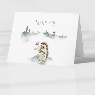 Rustic Woodland Hedgehog Watercolor Baby Shower Thank You Card