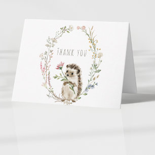 Rustic Woodland Hedgehog Watercolor Baby Shower Thank You Card