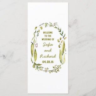 rustic woodland laurel watercolor wedding programs