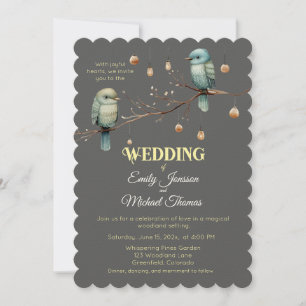 Rustic Woodland Love Birds Celebration Invitation