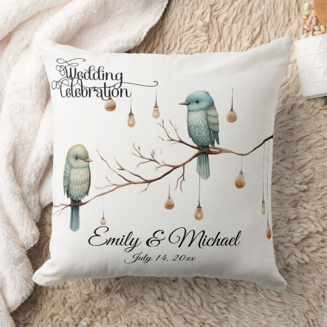 Rustic Woodland Love Birds  Romantic Wedding  Cushion (Blanket)