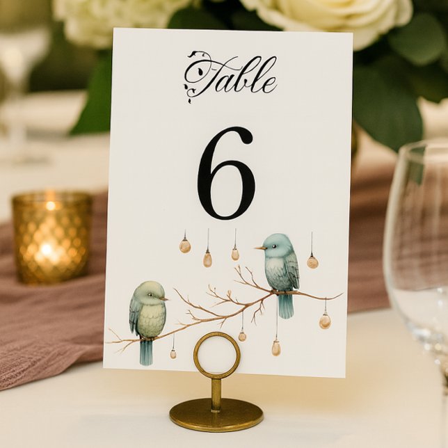 Rustic Woodland Love Birds  Romantic Wedding  Table Number (Creator Uploaded)