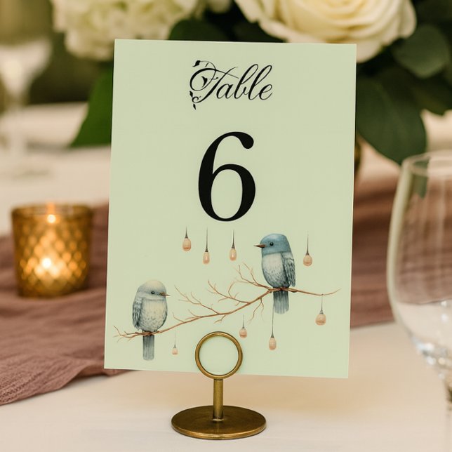 Rustic Woodland Love Birds  Romantic Wedding  Table Number (Creator Uploaded)