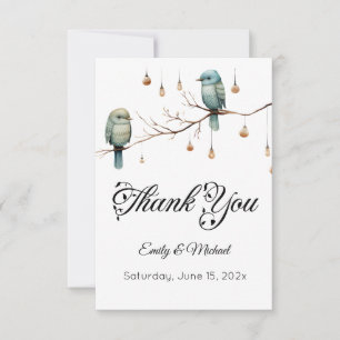 Rustic Woodland Love Birds Romantic Wedding Thank You Card
