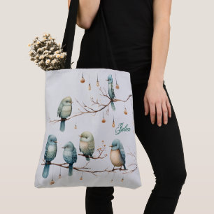 Rustic Woodland Love Birds Romantic Wedding Tote Bag