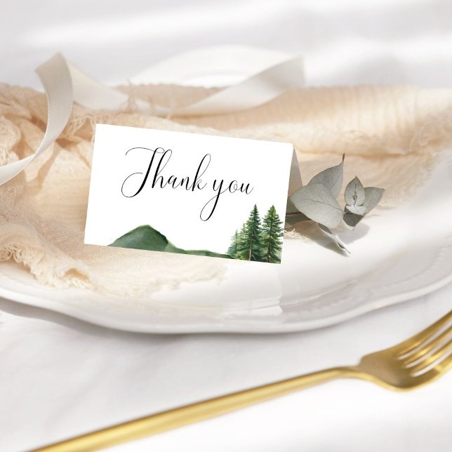 Rustic Woodland Mountain Forest Pine Bridal Shower Thank You Card (Creator Uploaded)