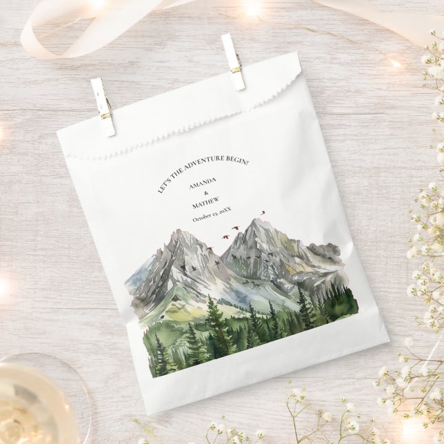 Rustic Woodland Mountain Forest Pine Wedding Favour Bag (Clipped)