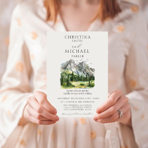 Rustic Woodland Mountain Forest Pine Wedding Invit Invitation