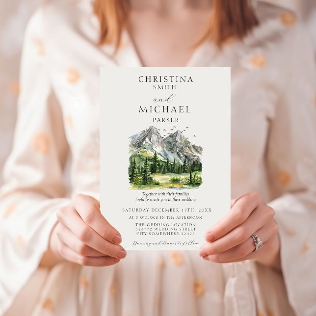 Rustic Woodland Mountain Forest Pine Wedding Invit Invitation (Creator Uploaded)