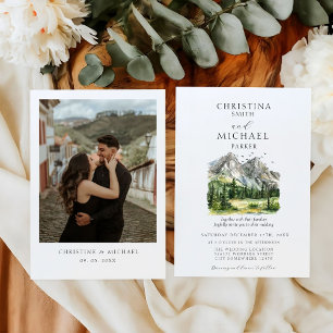 Rustic Woodland Mountain Forest Pine Wedding Invit Invitation