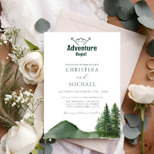 Rustic Woodland Mountain Forest Pine Wedding Invitation