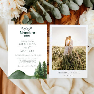 Rustic Woodland Mountain Forest Pine Wedding Invitation