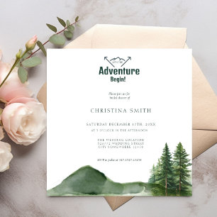 Rustic Woodland Mountain Forest Pine Wedding Invitation