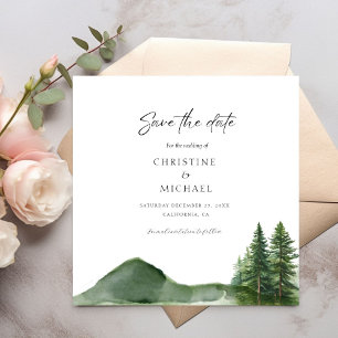 Rustic Woodland Mountain Forest Pine Wedding Invitation