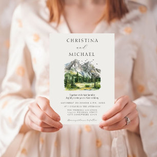 Rustic Woodland Mountain Forest Pine Wedding Invitation