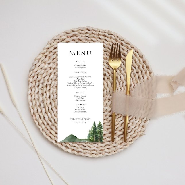 Rustic Woodland Mountain Forest Pine Wedding  Menu (Creator Uploaded)