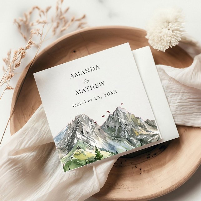 Rustic Woodland Mountain Forest Pine Wedding Napkin (Creator Uploaded)
