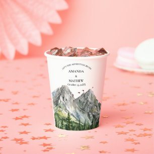 Rustic Woodland Mountain Forest Pine Wedding Paper Cups