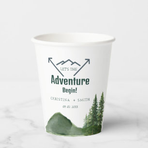 Rustic Woodland Mountain Forest Pine Wedding Paper Cups