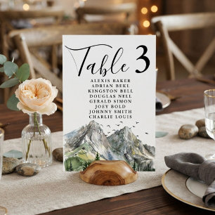 Rustic Woodland Mountain Forest Pine Wedding Table Number