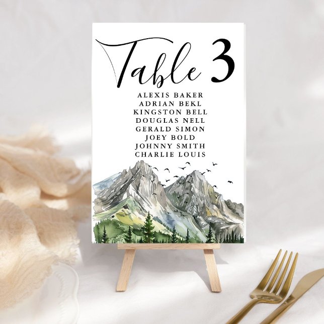 Rustic Woodland Mountain Forest Pine Wedding Table Number (Creator Uploaded)
