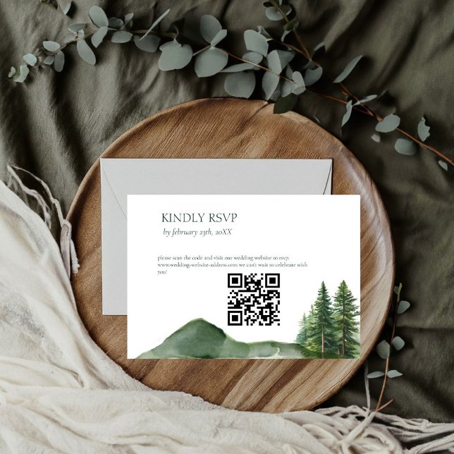 Rustic Woodland Mountain Forest Wedding details RSVP Card (Creator Uploaded)