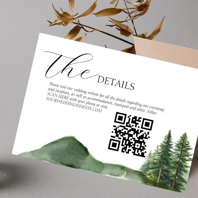 Rustic Woodland Mountain Forest Wedding details RSVP Card (Creator Uploaded)