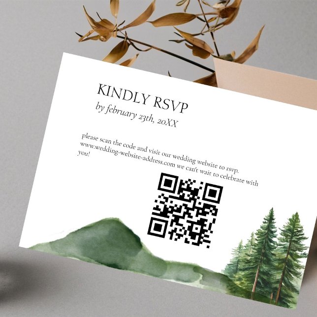 Rustic Woodland Mountain Forest Wedding details RSVP Card (Creator Uploaded)