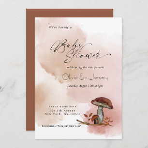 Rustic Woodland Mushroom Baby Shower Invitation