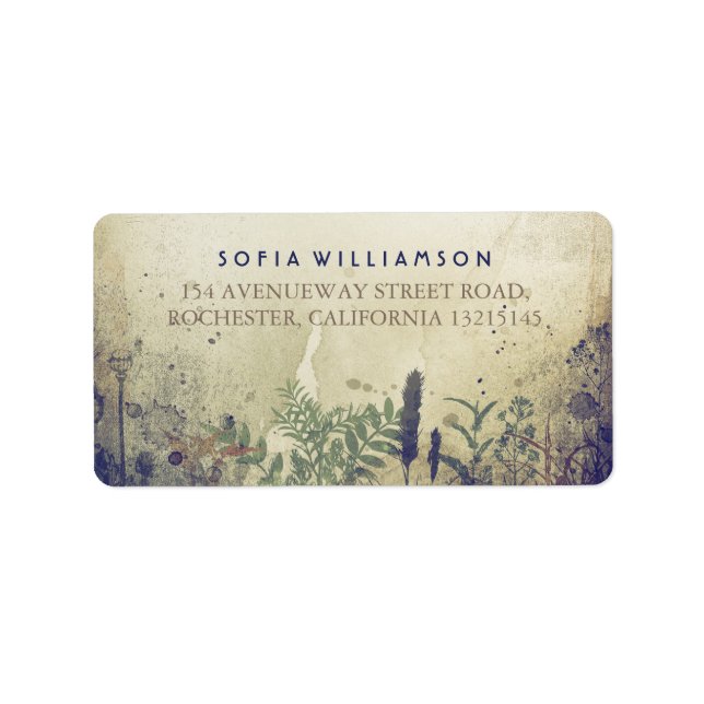 Rustic Woodland Navy Address Labels (Front)