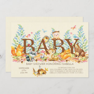 Rustic Woodland Neutral Baby Shower Invitation