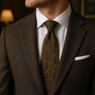 Rustic Woodland Oak Leaf & Pinecone Tie