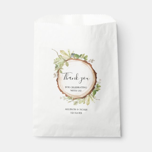 Rustic woodland outdoor forest theme favour bag (Front)
