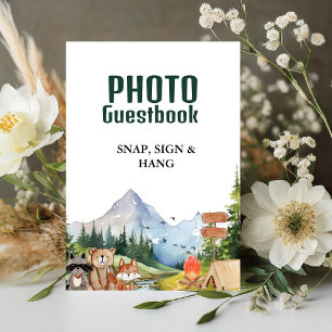 Rustic Woodland photo guestbook baby shower sign