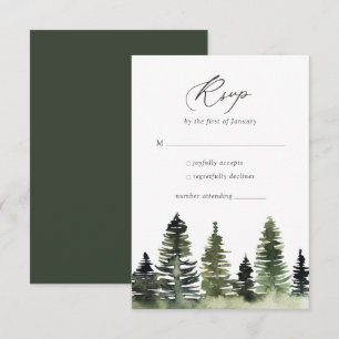 Rustic Woodland Pine Tree Wedding RSVP Card