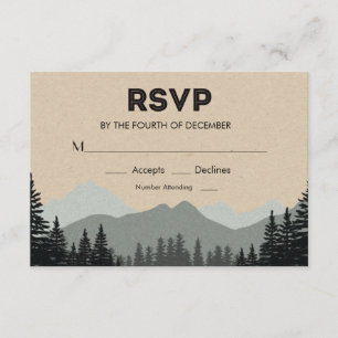 Rustic Woodland Pine Tree Wedding RSVP Card
