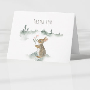 Rustic Woodland Rabbit Watercolor Baby Shower Than Thank You Card